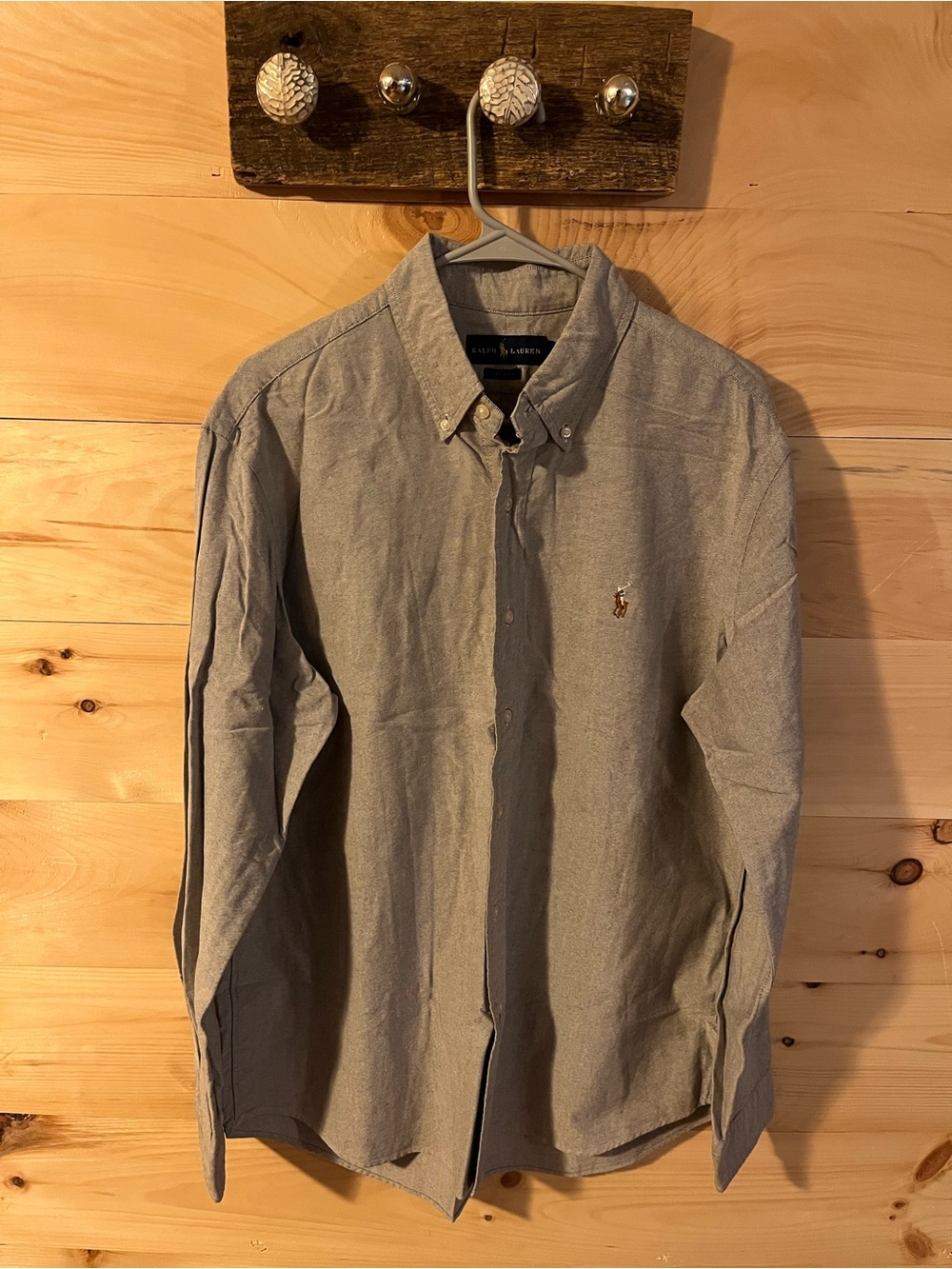 Ralph Lauren Men's Button-Down Oxford Shirt in Gray Size Large 100% Cotton NWOT
